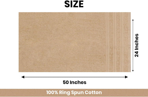 Cinara Bed & Bath Set 6 24" 50" 100% Large Bath Towels of x Cotton Terry Durable, Soft & Quick Dry Beige Multipurpose