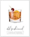 Old Fashioned Cocktail Wall Art: Illustrated Alcohol Posters with Cocktail Recipes