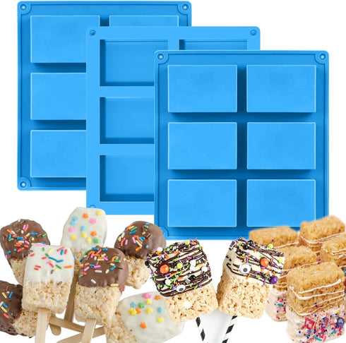 Rice Krispies Silicone Mold, 6-Cavity for Baking Treats, Granola Cereal Bars Mold for Chocolate Cheesecake Brownies