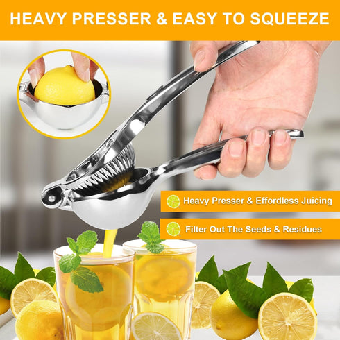 Premium Lemon Squeezer, Large Heavy Duty Handhelp Juicer for Lemon, Stainless Steel Hand Press Citrus Juicer, Lime Squeezer Bar Tool, Manual Citrus Press by TEZZ