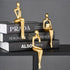 XINXUAN 3 Set Gold Statue Home Decor - Modern Bookshelf & Desk Decor - Piece