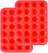 Mini Muffin & Cupcake Set, 24 Cups Nonstick Silicone Baking Pan, BPA Free, Dishwasher Safe, 2 Pieces (Red)