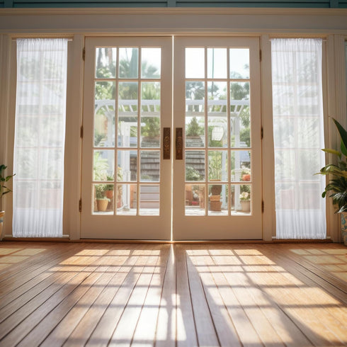 Buryeah 2 Pcs 36 x 78 Inches White Sheer Sidelight Curtain, French Door Sheer Curtains for Entry Door Foyer