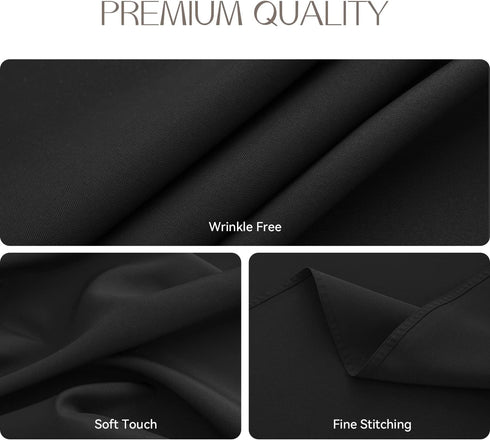 Romanstile Round Waterproof Tablecloth, Stain Resistant Washable Polyester Covers for Kitchen Dining Party - Black, 60