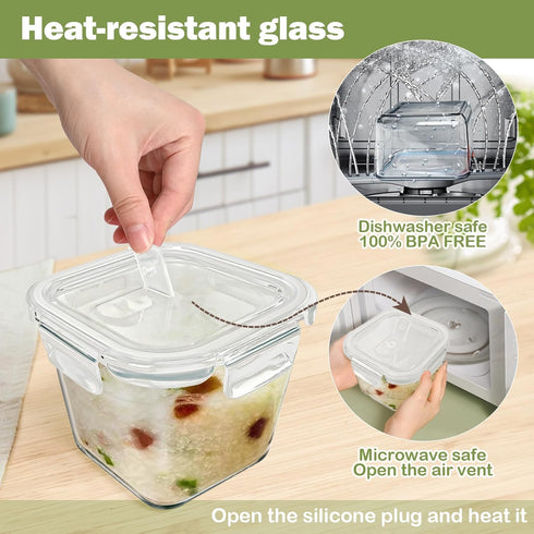 32 oz, 4 4 Pack Soup Containers with Lids Glass Cup Borosilicate Glass Food Storage Containers, Microwave & Freezer