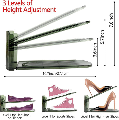 Yes!Fresh Closet 3 4 Pack) Shoe Slot Organizer, Boutique Display Style Shoe Stacker for A Pair of Shoes, Separable Shoe