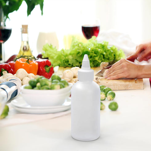 4 OZ Pack 2 BRIGHTFROM Condiment Squeeze Bottles - Squirt Empty Bottles, Clear Twist Top Cap, Leak Proof - Great
