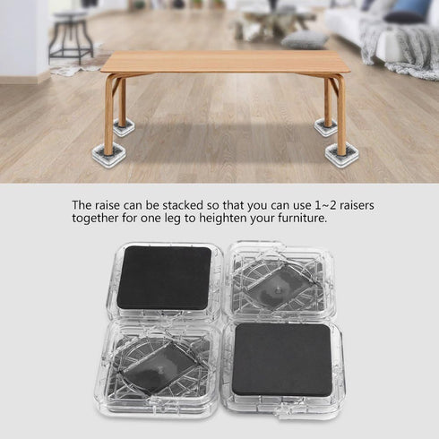 Estink Furniture Bed Risers, 8Pcs/Set Non-Slip Stackable Furniture Leg Pad Protectors for Table Desk Bed Sofa Chairs