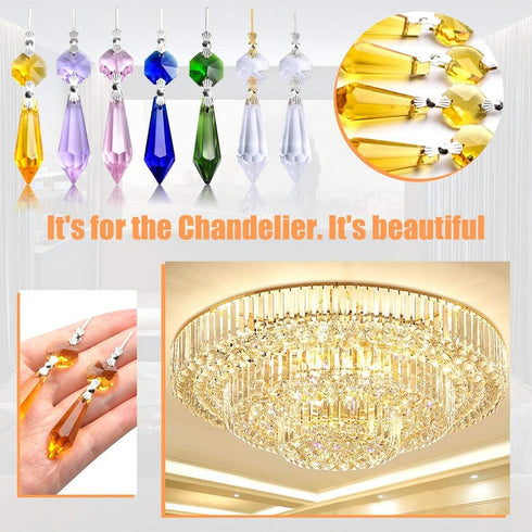 BronaGrand 20 Decoration,38mm,Gold Pieces Replacement Clear Chandelier Icicle Crystal Prisms Octogan Crystal Bead