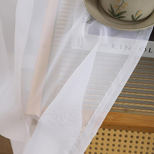 Sheer White Curtains - 63 Inch Length 2 Panels Set, Rod Pocket Voile Fimly Sheer Drapes for Living Room/Bedroom