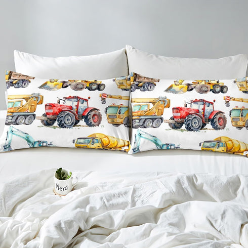 Set Set Erosebridal Kids Excavator Comforter Twin Size, Retro Truck Down Comforter for Boys Girls Teens, Tractor
