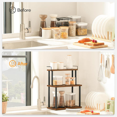 Countertop Countertop, BF02TL01 HOOBRO Kitchen Organizer, Moveable Corner Shelf, Desktop Storage Organizer for Office