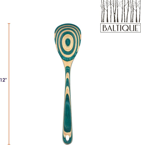 Baltique Mykonos Collection 12-1/2" Wooden Cooking Spoon, Safe for Nonstick Cookware