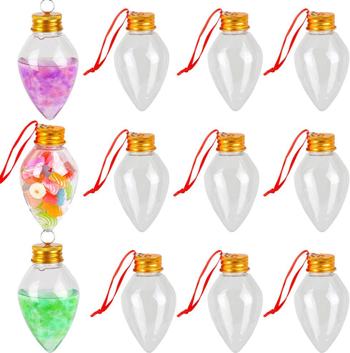 FOIMAS 12 Pack Christmas Booze Balls,Fillable Light Bulb Ball Tree Hanging Ornaments Clear