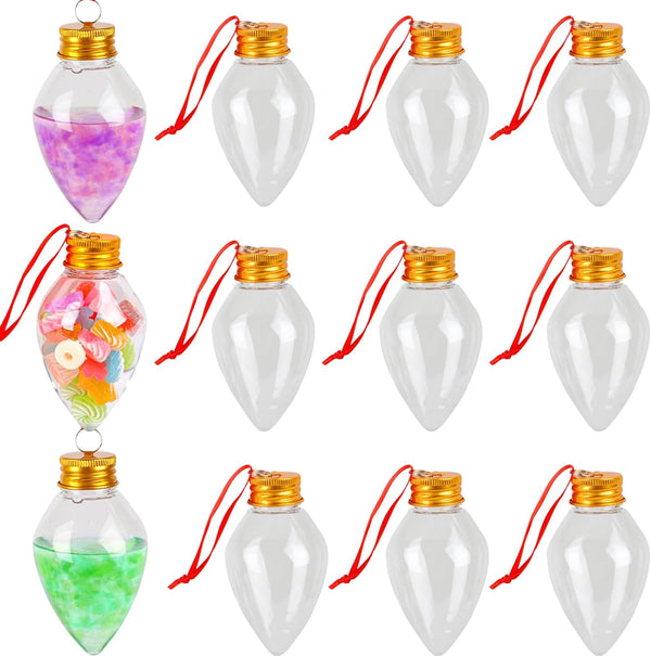 FOIMAS 12 Pack Christmas Booze Balls,Fillable Light Bulb Ball Tree Hanging Ornaments Clear