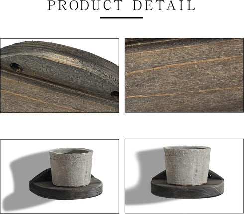 Set 2 4Inch Freezing point Small Floating Shelves for Wall of Semicircle Wood Mini Wall Shelf Decor Plant Display