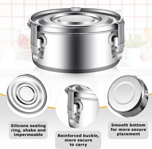 Zopeal 6 Pcs Stainless Steel Food Storage Containers with Lid, Bento Lunch Boxes for Camping, 3 Sizes (12oz, 22oz, 34oz)