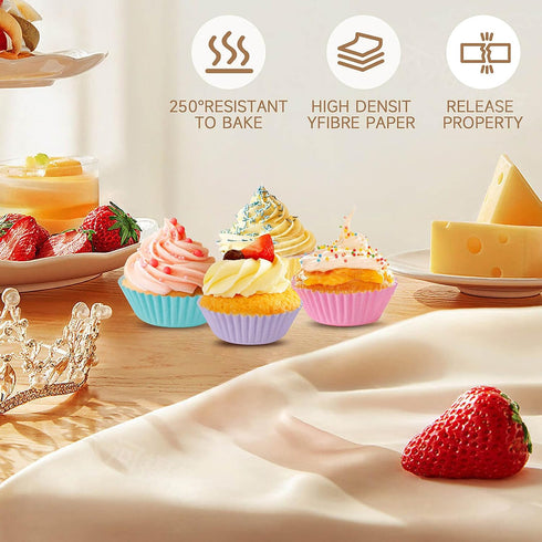 Mini Cupcake Liners, Rainbow Bright Muffin Wrappers, 400 Pack Paper Baking Cups