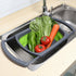 Qimh Collapsible Colander Strainer - Over The Sink Vegetable Fruit Strainer Basket (6 Quart) with Extendable Handles
