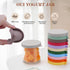 24 Pack 5 oz KIKINIKO Oui Yogurt Jar Lids - Oui Silicone Lids for Oui Yogurt Glass Jars,with Oui Yogurt Bottle Label