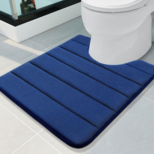 Buganda Memory Foam U-Shaped Contour Toilet Rugs, Non-Slip Absorbent Toilet Mat, Thick Soft Washable Bathroom Rugs (24"