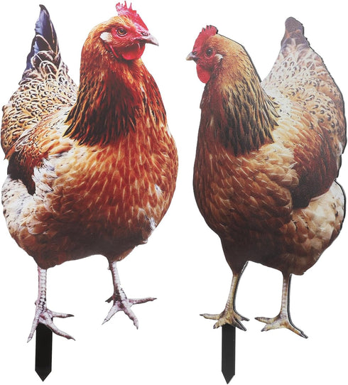 Happyyami 2Pcs Acrylic Chicken Yard Art - Decorative Hen Lawn Stakes for