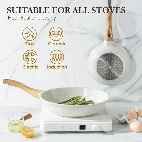 SENSARTE 8-Inch Nonstick Ceramic Frying Pan Skillet, Healthy Non Toxic Egg Pan, Induction Compatible with Heat