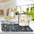 Dish Drying Mat for Kitchen Counter, Colorful Flowers Black Absorbent Drying Matt for Dishes Sink 16'' x 18''