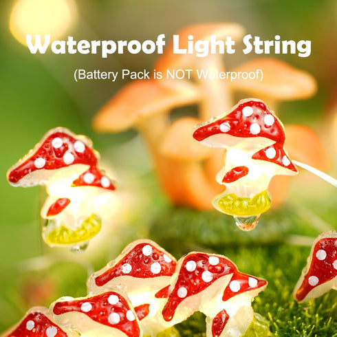 Libreath 10FT 30LEDs Mushroom Decor Mushroom String Lights Princess Fairy Light Room Decor Battery Powered for Spring