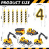 4 12 Set, Number Construction Birthday Candles, Pcs Construction Cake Toppers Digger Cake Topper for Birthday
