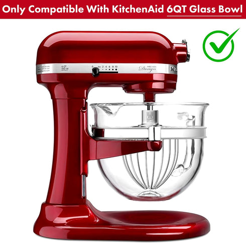 Heavy Duty Whisk Attachment for KitchenAid Bowl-Lift Stand Mixers, 6QT Glass Bowl, Extra Thick Stainless Steel Wire