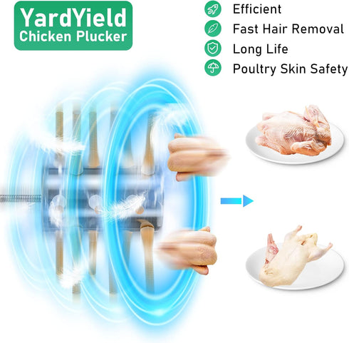 YardYield 18 Chicken Plucker Drill Attachments Fingers Chicken Feather Plucker Machine Stainless Steel Drill Chicken