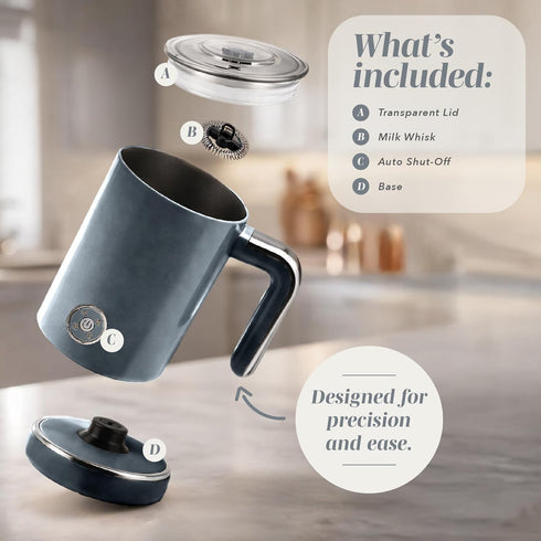 4-in-1 2-Minute COOK WITH COLOR Electric Milk Steamer and Frother - Heating and Frothing, Hot and Cold Foam Maker