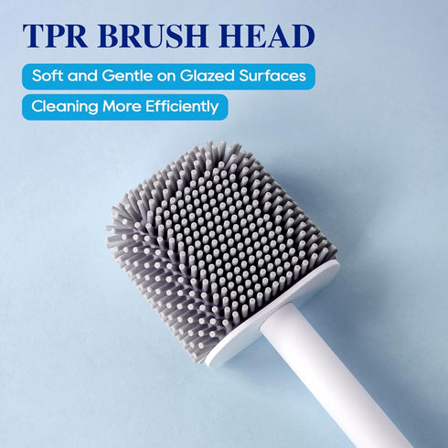 2 Pack SetFloor HONOVA Silicone Toilet Bowl Brush with Ventilated Holder, Toilet Brush and Holder Standing & Wall