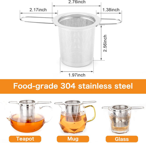 Tea Infuser, Evmliy Stainless Steel Tea Strainer Sitting in Mugs, Tea Infusers for Loose Tea, Tea Diffuser Long-Handled Tea Strainers Tea Filters, Loose Leaf Tea Steeper for Herbs Spices by Evmliy