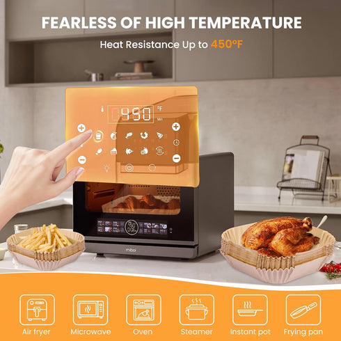 Air Fryer Paper Liners, 100 Pieces Non-Stick Disposable Baking Paper for Air Fryer, Food Grade Parchment