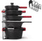 Cuisinel Pan Organizer - Heavy Duty 15" Silicone-Coated Non-Slip Skillet Rack for Kitchen Storage