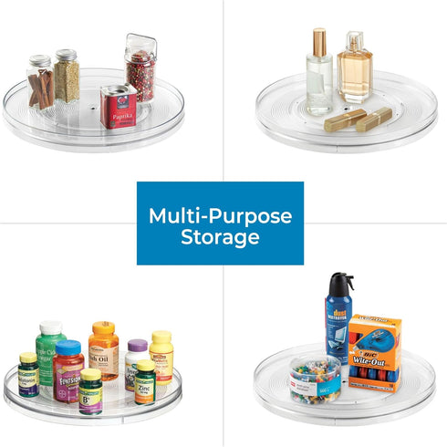 iDesign Recycled Plastic Lazy Susan Turntable Organizer, Clear, The Linus Collection – 14” x 1.75”
