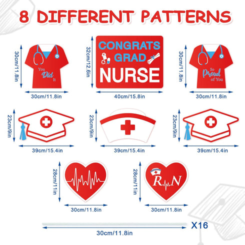 8Pcs 16Pcs Whaline Nurse Graduation Yard Signs with Stakes Grad Cap Nurse Cap Lawn Sign Waterproof Congrats Grad Lawn
