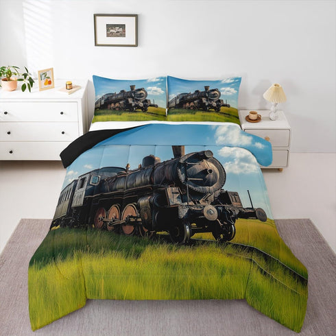 Erosebridal Train Comforter Sets Queen Size Retro Steam Engine Bedding Set for