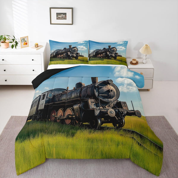 Erosebridal Train Comforter Sets Queen Size Retro Steam Engine Bedding Set for