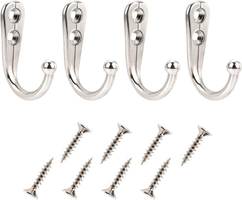 Eboot 20 Pcs Small Coat Hook Single Robe Bathroom Towel Hooks with 50 Pieces Screws for Bags