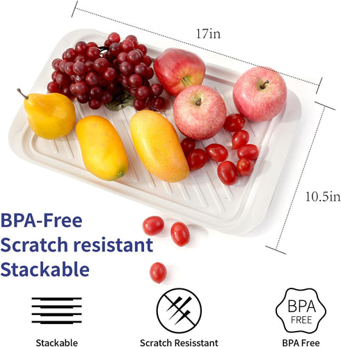 TP Serving Trays with Handles, Set of 2 Melamine Grill Prep and Serving Platters for Outdoor, Parties, and BBQ