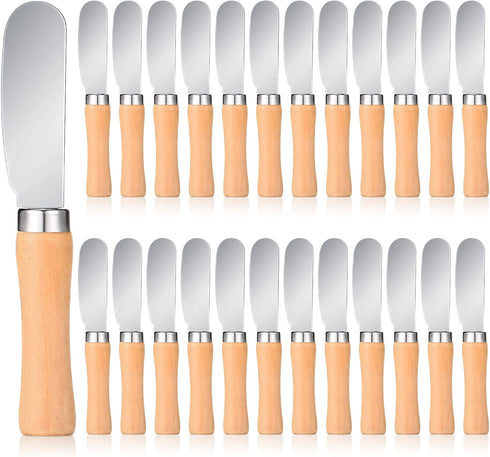 Butter Spreader Knife - Wide Blade Stainless Steel Spreader with Wood Handle, 25 Pieces