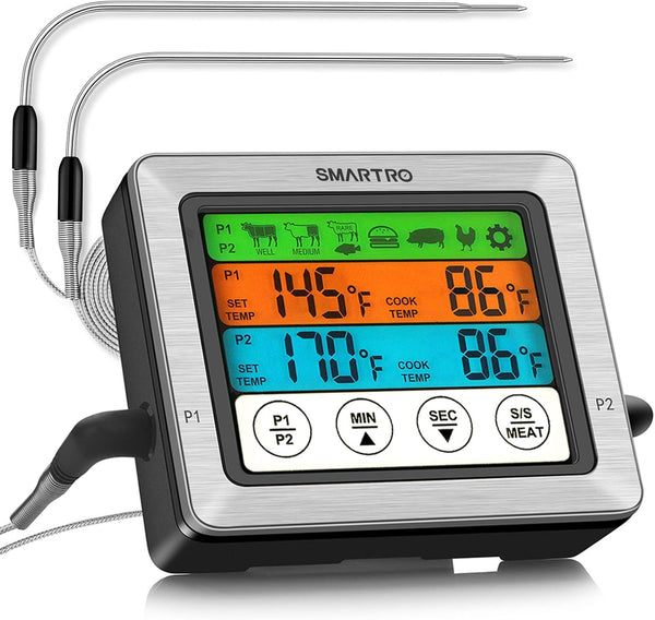 SMARTRO ST54 Dual Probe Digital Meat Thermometer - Cooking Food Kitchen Oven BBQ Grill with Timer Mode