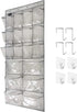 1 Pack Extra Large Hanging Crystal Clear Over Door Shoe Organizer, Closet Shoe Rack with 12+6 Pockets, Grey