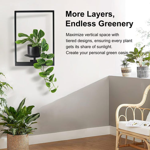 SUNLITOPTO (2 PACK(BLACK)) Plant Wall Shelf, Metal Modern Style Frame, Picture Wall Plant Holder, Plant Frames