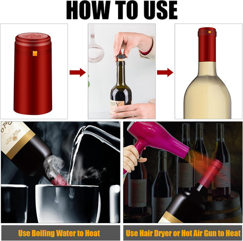 40 count 40 PVC heat shrink capsules matte black and Pcs bottle seal cork, wine shrink wrap sleeves caps tops wine