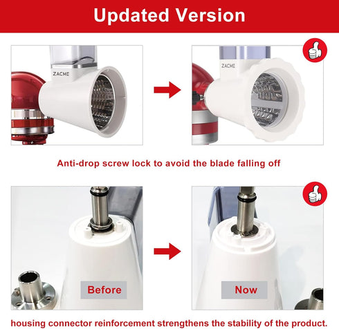 Updated Slicer/Shredder Attachments for KitchenAid Stand Mixers, Cheese Grater Attachment with 4 Blades