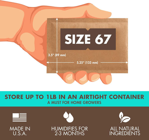 Boveda 62% Two-Way Humidity Control Packs for Storing 1 lb – Size 67 – 4 Pack